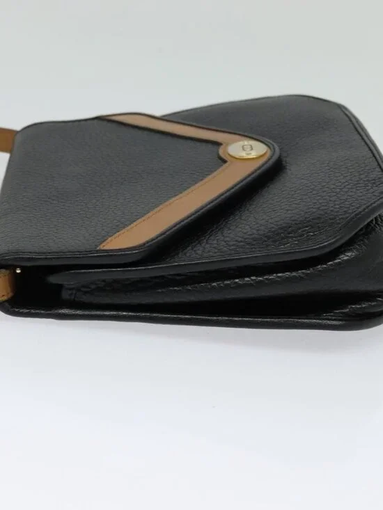 Christian Dior Shoulder Bag Leather Black Gold Auth BA2043 - Picture 4 of 16